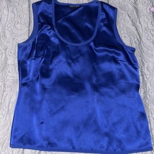 St. John Royal Blue Satin Tank Top 10 Shirt Blouse